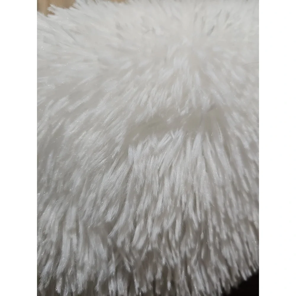Plush Donut Dog/Cat Bed, Washable, White, Non-slip Bottom, 24in